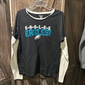 Reebok Eagles Black and Cream Long Sleeve Tee